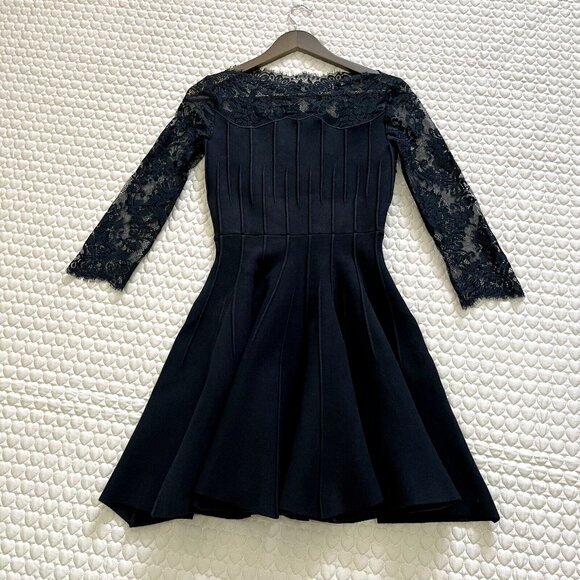 NWOT Philipp Plein Women's Black Sweater Lace Dress Size M Long Sleeve